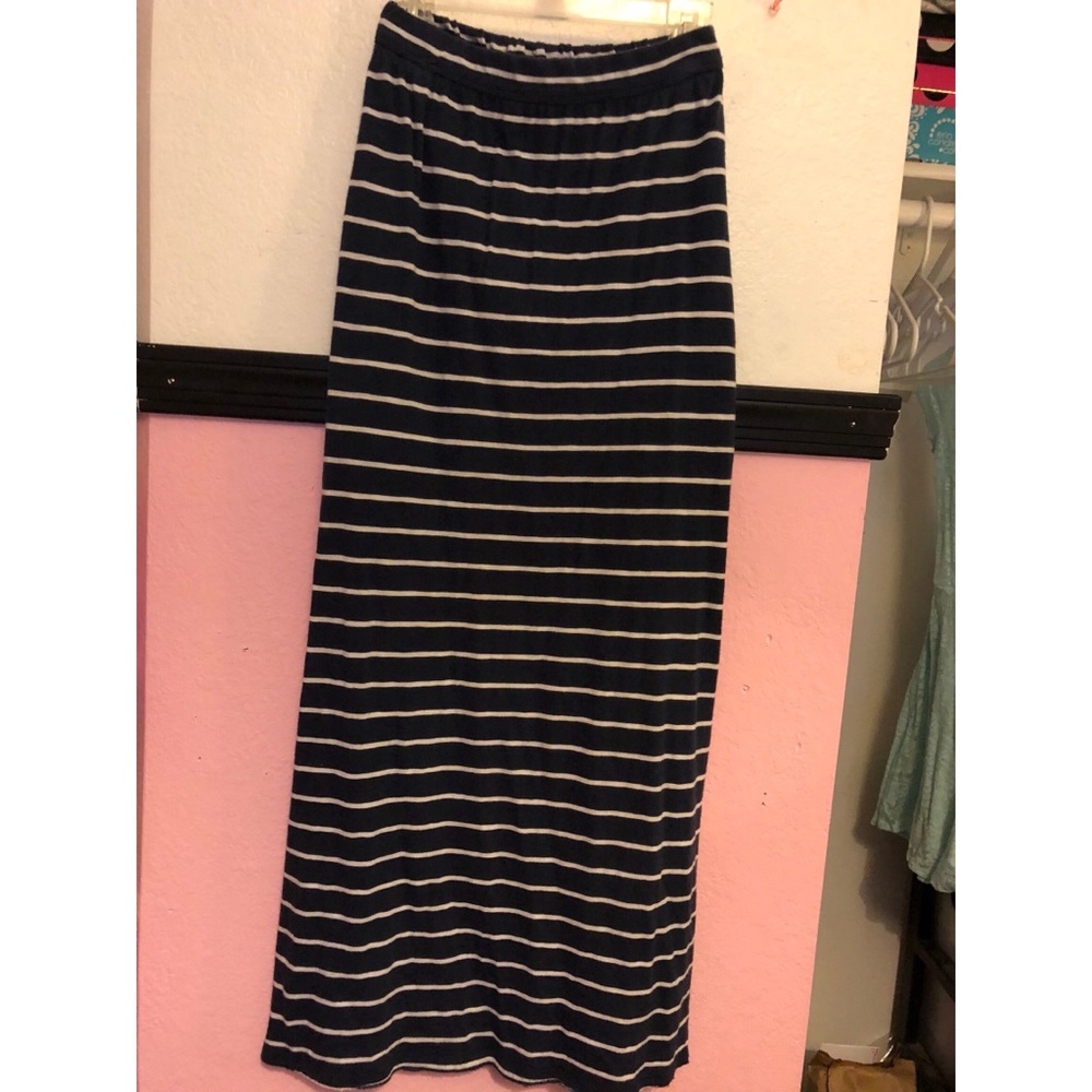 Navy striped maxi skirt
